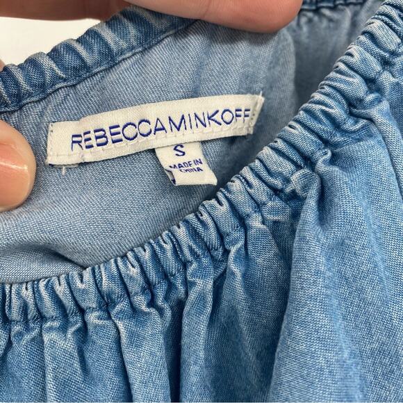 Rebecca Minkoff Women's Rita Denim Blue Chambray One Shoulder Top Size Small - Picture 5 of 10